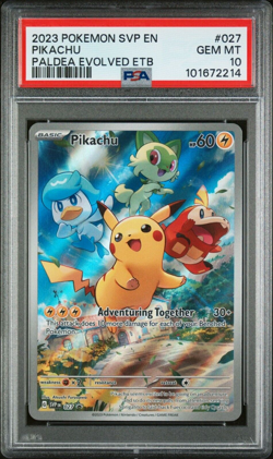 PSA 10 GEM MINT Pikachu Paldea Evolved ETB 027 SVP 2023 Black Star Promo Card - Image 1