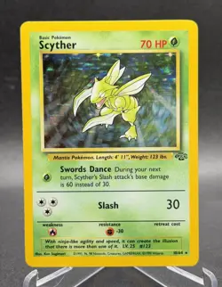 Pokemon Scyther TCG Jungle Holo Card 10/64 Unlimited Rare, Vintage LP Condition - Image 1