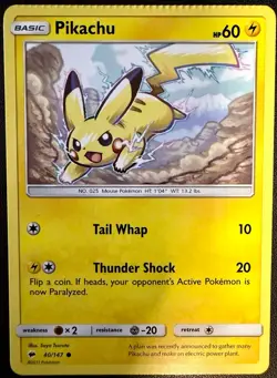 ERROR CARD Pokemon TCG Pikachu 40/147 SM Burning Shadows Regular Common NM - Image 1