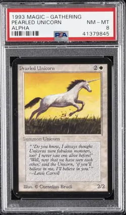 1993 MAGIC: THE GATHERING LTD EDITION ALPHA PEARLED UNICORN PSA 8 - Image 1
