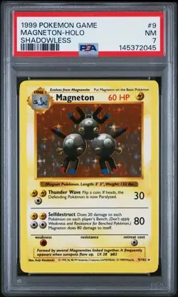 1999 POKEMON BASE SET SHADOWLESS #9 MAGNETON-HOLO PSA 7 - Image 1