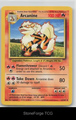 Arcanine 23/102 Uncommon Base Set Unlimited Pokemon Lightly Played - Image 1
