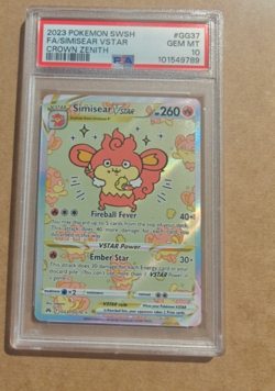 2023 Pokemon SWSH FA Simisear VSTAR Crown Zenith #GG37 PSA 10 GEM MINT - Image 1