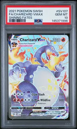 2021 POKEMON SWORD & SHIELD SHINING FATES #SV107 FULL ART/CHARIZARD VMAX PSA 10 - Image 1