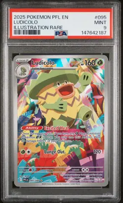 2025 POKEMON PFL EN-PHANTASMAL FLAMES ILLUSTRATION RARE #095 LUDICOLO PSA 9 - Image 1