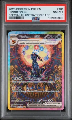 2025 POKEMON PRISMATIC EVOLUTIONS SPECIAL ILLUSTRATION RARE UMBREON EX PSA 8 - Image 1