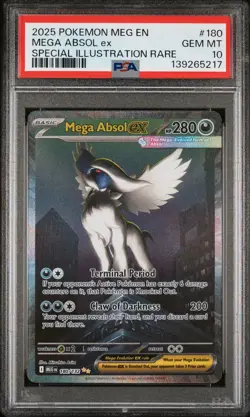 2025 POKEMON MEGA EVOLUTION SPECIAL ILLUSTRATION RARE #180 MEGA ABSOL EX PSA 10 - Image 1