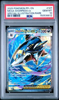 2025 POKEMON PHANTASMAL FLAMES SPECIAL ILLUSTRATION RARE MEGA SHARPEDO EX PSA 10 - Image 1