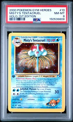 2000 POKEMON GYM HEROES HOLO-1ST EDITION #10 MISTY'S TENTACRUEL PSA 8 - Image 1