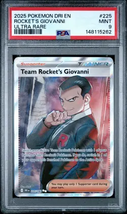 2025 POKEMON DRI EN-DESTINED RIVALS ULTRA RARE #225 TEAM ROCKET'S GIOVANNI PSA 9 - Image 1