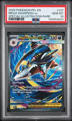 2025 POKEMON PHANTASMAL FLAMES SPECIAL ILLUSTRATION RARE MEGA SHARPEDO EX PSA 10 - Image 1