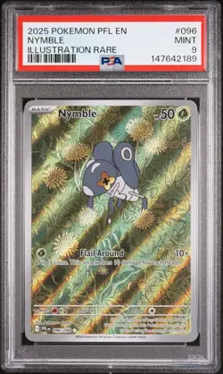 2025 POKEMON PFL EN-PHANTASMAL FLAMES ILLUSTRATION RARE #096 NYMBLE PSA 9 - Image 1