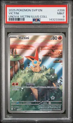 2025 POKEMON SVP UNOVA VICTINI ILLUSTRATION COLLECTION #208 VICTINI PSA 9 - Image 1