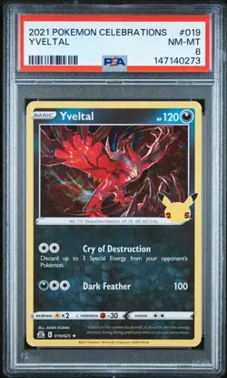 2021 POKEMON CELEBRATIONS #019 YVELTAL PSA 8 - Image 1