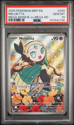 2025 POKEMON MEP EN-ME MEGA BATTLE DECK PROMO #026 MELOETTA PSA 10 - Image 1