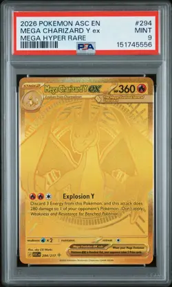 2026 POKEMON ASC EN-ASCENDED HEROES MEGA HYPER RARE MEGA CHARIZARD Y EX PSA 9 - Image 1