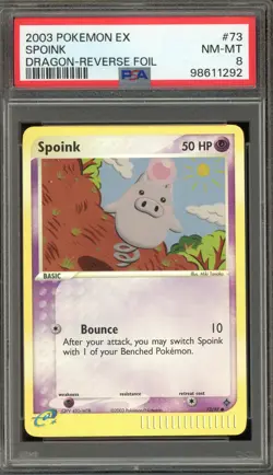 Pokemon Spoink EX Dragon Reverse Holo #73 PSA 8 - Image 1