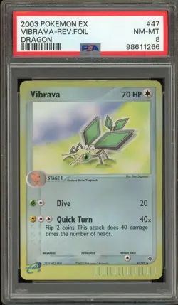 Pokemon Vibrava EX Dragon Reverse Holo #47 PSA 8 - Image 1
