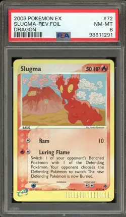 Pokemon Slugma EX Dragon Reverse Holo #72 PSA 8 - Image 1