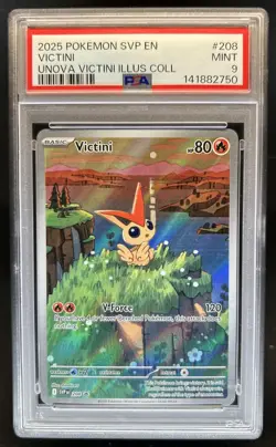2025 Pokemon SV Black Star Promos Victini #208 PSA 9 - Image 1