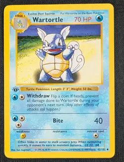 Wartortle - 1st Edition - 42/102 Base Set Shadowless - LP - Pokemon TCG Vintage - Image 3