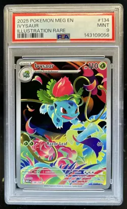 2025 Pokemon Mega Evolution Ivysaur Illustration Rare #134/132 PSA 9 - Image 1