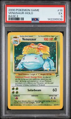 2000 POKEMON BASE SET 2 #18 VENUSAUR-HOLO PSA 5 - Image 1