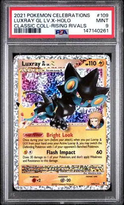 2021 POKEMON CELEBRATIONS CLASSIC COLLECTION #109 LUXRAY GL LV.X-HOLO PSA 9 - Image 1