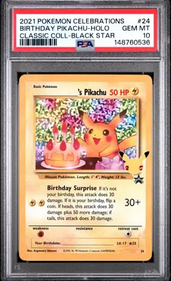 2021 POKEMON CELEBRATIONS CLASSIC COLLECTION #24 BIRTHDAY PIKACHU-HOLO PSA 10 - Image 1