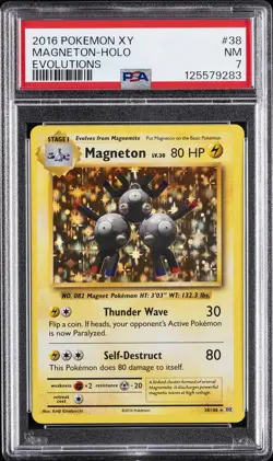 2016 POKEMON XY EVOLUTIONS #38 MAGNETON-HOLO PSA 7 - Image 1
