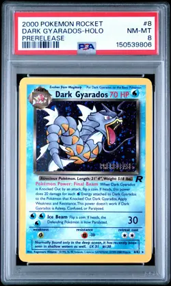 2000 POKEMON ROCKET PRERELEASE #8 DARK GYARADOS-HOLO PSA 8 - Image 1
