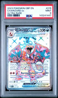 2023 POKEMON OBF EN-OBSIDIAN FLAMES ULTRA RARE #215 CHARIZARD EX PSA 9 - Image 1