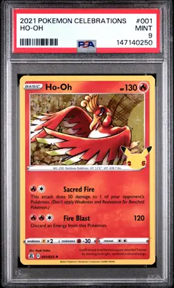 2021 POKEMON CELEBRATIONS #001 HO-OH PSA 9 - Image 1