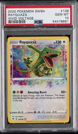 2020 POKEMON SWORD & SHIELD VIVID VOLTAGE #138 RAYQUAZA PSA 10 - Image 1