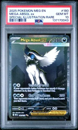 2025 POKEMON MEGA EVOLUTION SPECIAL ILLUSTRATION RARE #180 MEGA ABSOL EX PSA 10 - Image 1