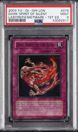 2003 YU-GI-OH LABYRINTH OF NIGHTMARE 1ST EDITION DARK SPIRIT OF THE SILENT PSA 9 - Image 1