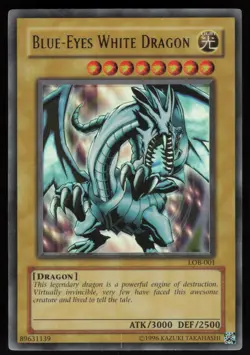 Blue-Eyes White Dragon LOB-001 Ultra Rare FOIL SHIFT ERROR 2002 YU-GI-OH - Image 1