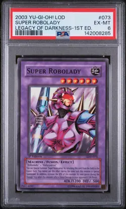 2003 YU-GI-OH! LOD-LEGACY OF DARKNESS 1ST EDITION #073 SUPER ROBOLADY PSA 6 - Image 1
