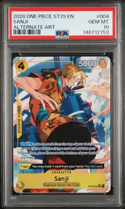 2026 ONE PIECE STARTER DECK ST29-EGGHEAD ALTERNATE ART #004 SANJI PSA 10 - Image 1