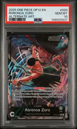 2025 ONE PIECE OP12-LEGACY OF THE MASTER ALTERNATE ART #020 RORONOA ZORO PSA 10 - Image 1