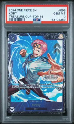 2024 ONE PIECE PROMOS TREASURE CUP-TOP 64 #098 KOBY PSA 10 - Image 1