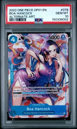 2022 ONE PIECE OP01-ROMANCE DAWN ALTERNATE ART #078 BOA HANCOCK PSA 10 - Image 1