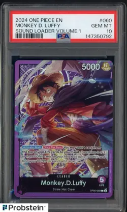 2024 One Piece En #060 Monkey D. Luffy Sound Loader Volume 1 PSA 10 GEM MINT - Image 1