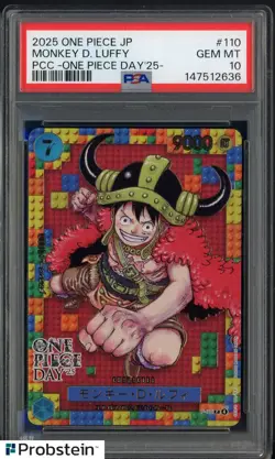 2025 One Piece JP PCC One Piece Day '25 #110 Monkey D. Luffy PSA 10 GEM MINT - Image 1