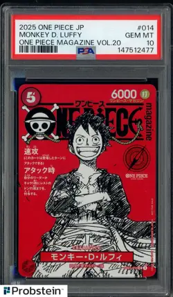 2025 ONE PIECE JPN PROMOS ONE PIECE MAGAZINE VOL.20 #014 MONKEY D. LUFFY PSA 10 - Image 1