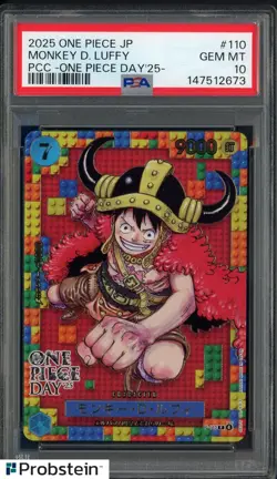 2025 One Piece JP PCC One Piece Day '25 #110 Monkey D. Luffy PSA 10 GEM MINT - Image 1
