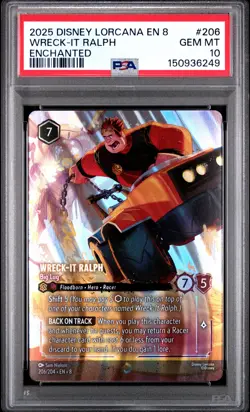 2025 DISNEY LORCANA REIGN OF JAFAR ENCHANTED #206 WRECK-IT RALPH BIG LUG PSA 10 - Image 1