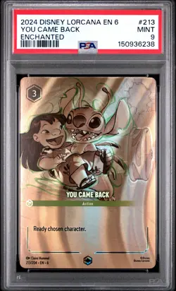 2024 DISNEY LORCANA EN 6-AZURITE SEA ENCHANTED #213 YOU CAME BACK PSA 9 - Image 1