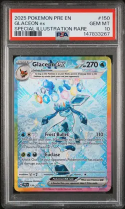 2025 POKEMON PRISMATIC EVOLUTIONS SPECIAL ILLUSTRATION RARE GLACEON EX PSA 10 - Image 1