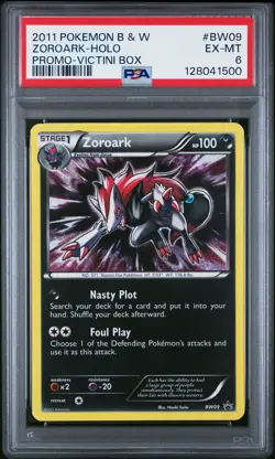 2011 POKEMON BLACK & WHITE PROMO VICTINI BOX #BW09 ZOROARK-HOLO PSA 6 - Image 1